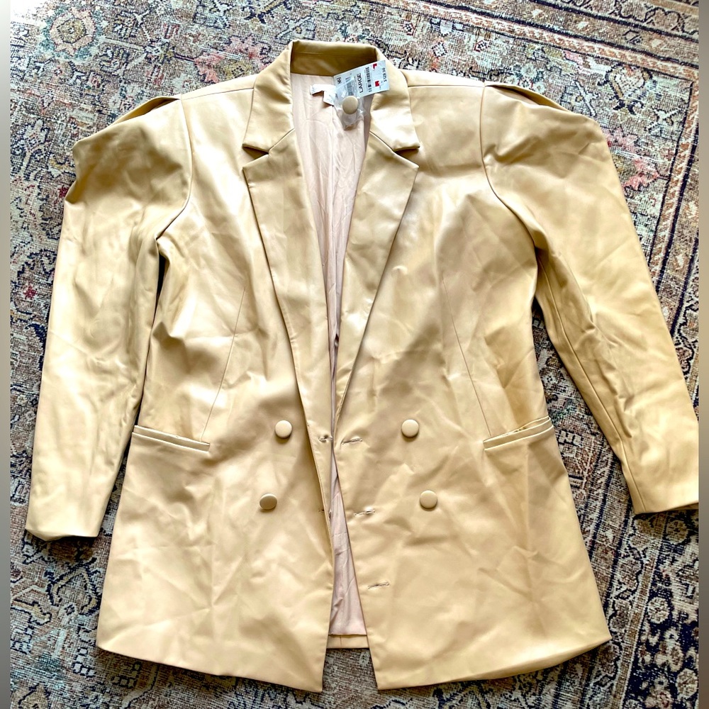 Culpos INC bubble shoulder faux leather blazer